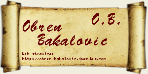 Obren Bakalović vizit kartica